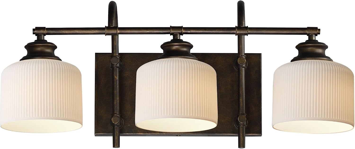 Maxim Lighting Bisque 3-Light Bath Vanity Light | Oil Rubbed Bronze Steel Finish | White Glass Shade | Modern Indoor Light Fixture | Ideal for Bathrooms & Powder Rooms | 21493WTOI
