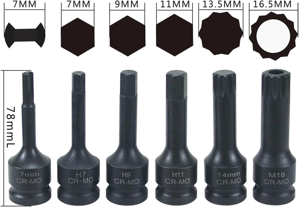 12 Pc Impact Brake Caliper Special Socket Set Compatible Compatible with VW Porsche Benz BMW 1/2' Square Drive(17pcs)