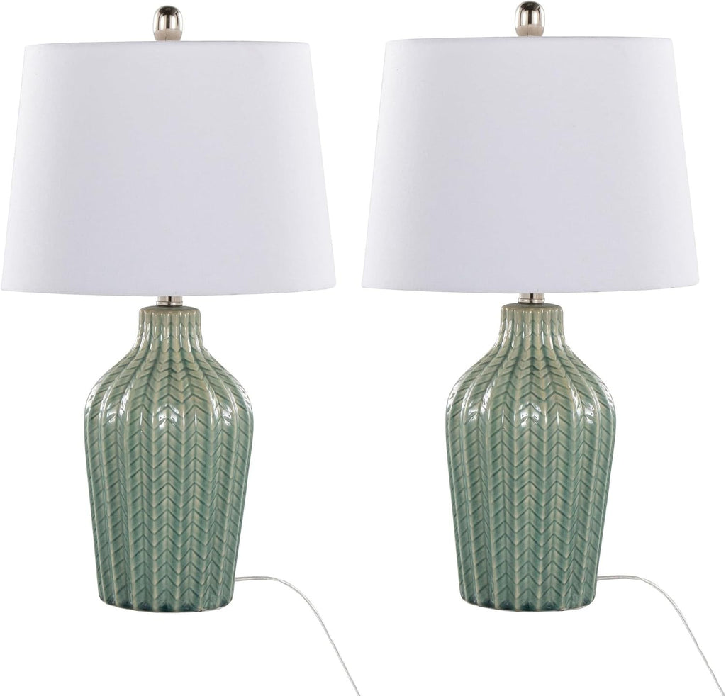LumiSource Rockwell 23' Ceramic Table Lamps Set of 2, Desk Lamp, Bedside Lamps for Night Stands, Nightstand Lamp, Small Lamp, Small Table Lamps for Living Room Set of 2, White Table Lamp
