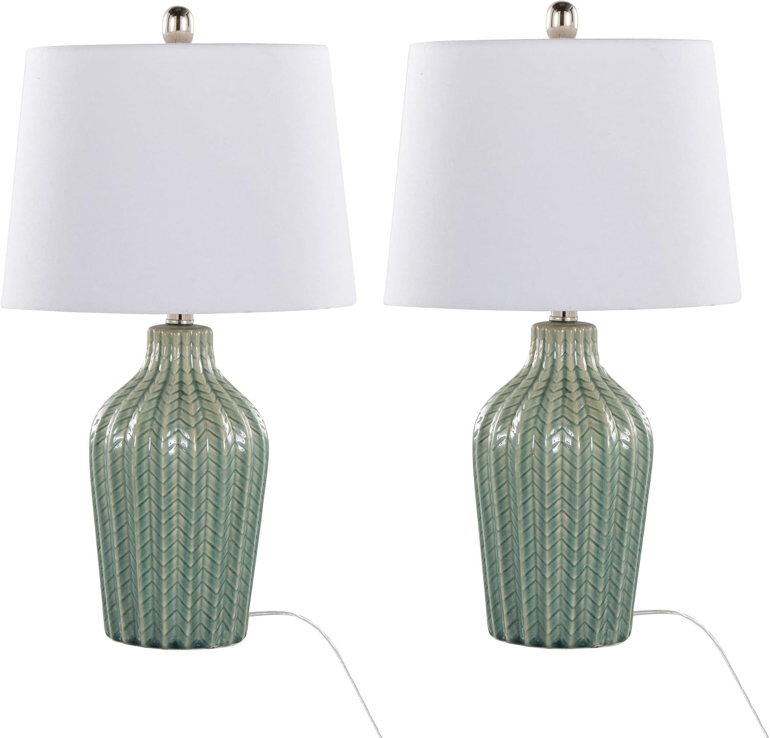 LumiSource Rockwell 23' Ceramic Table Lamps Set of 2, Desk Lamp, Bedside Lamps for Night Stands, Nightstand Lamp, Small Lamp, Small Table Lamps for Living Room Set of 2, White Table Lamp