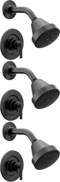 Moen Gibson Matte Black Eco-Performance Modern Shower Trim Featuring Bathroom Showerhead and Lever Handle, Posi-Temp Valve Required, T2902EPBL (Pack of 3)