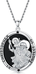 Real Sterling Silver Religious Necklace for Women, s925 Silver Cross Necklace Christian Religion Jewelry for Confirmation Baptism Ladies Mom, 18+2'