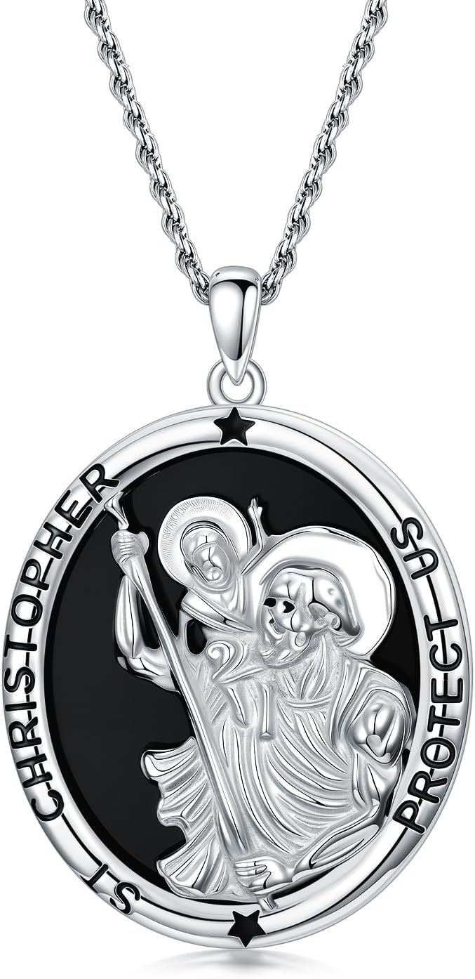Real Sterling Silver Religious Necklace for Women, s925 Silver Cross Necklace Christian Religion Jewelry for Confirmation Baptism Ladies Mom, 18+2'