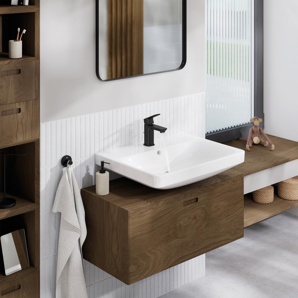 Grohe 1018992430 Cubeo Single Hole Single Handle S-Size Bathroom Faucet, Less Drain, 1.2 GPM, Matte Black