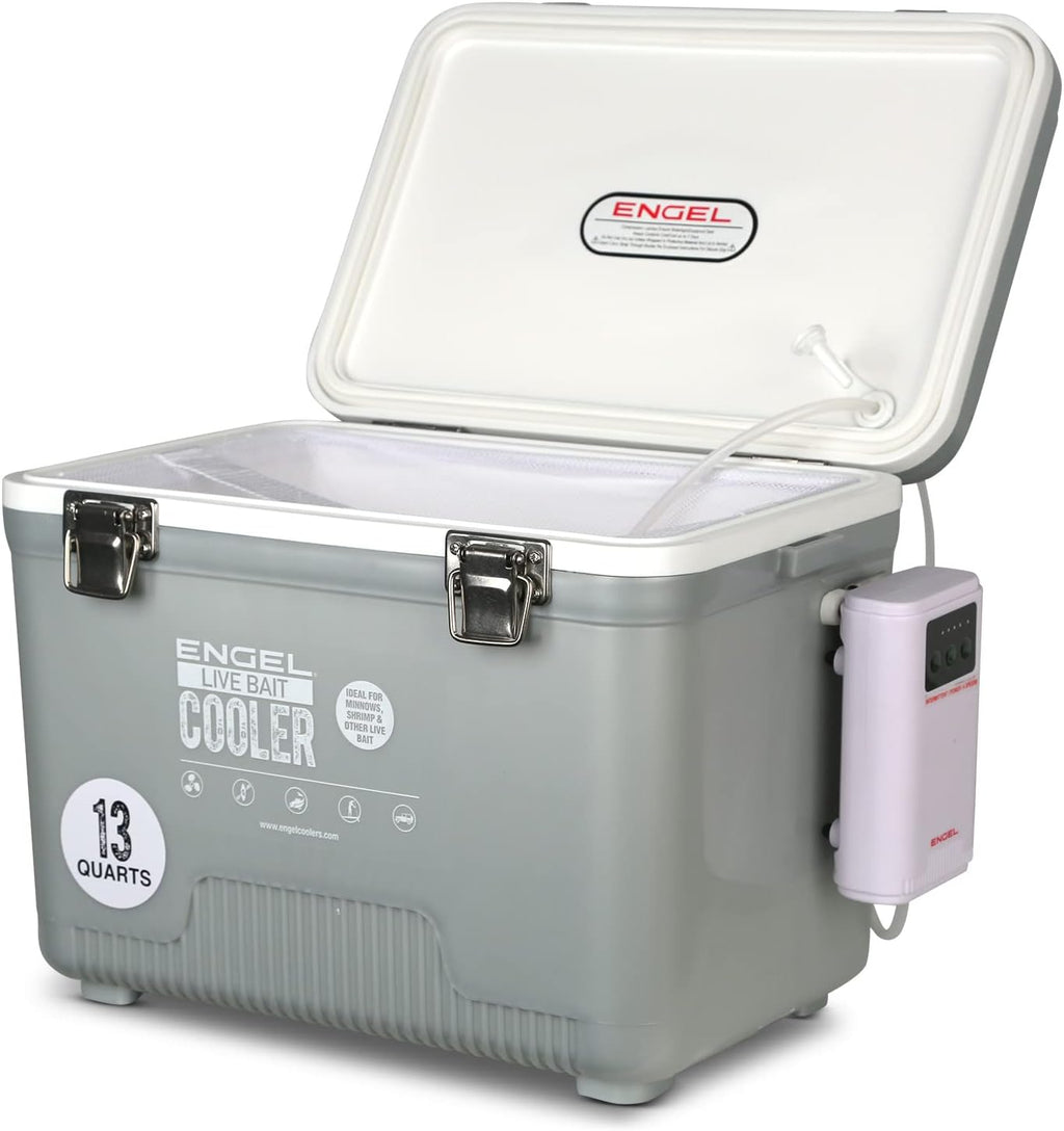 ENGEL Live Bait Cooler PRO for Fishing - Portable Minnow and Bait Bucket with Lithium-Ion Rechargeable Aerator