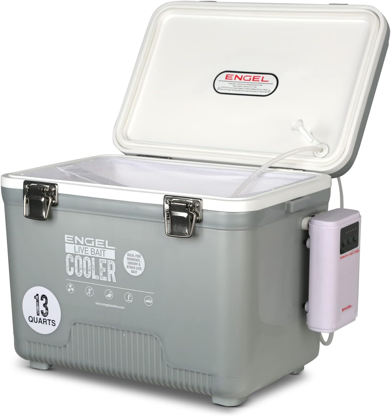 ENGEL Live Bait Cooler PRO for Fishing - Portable Minnow and Bait Bucket with Lithium-Ion Rechargeable Aerator