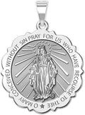 PicturesOnGold.com Miraculous Medal Scalloped Round 10K And14K Yellow or White Gold, or Sterling Silver