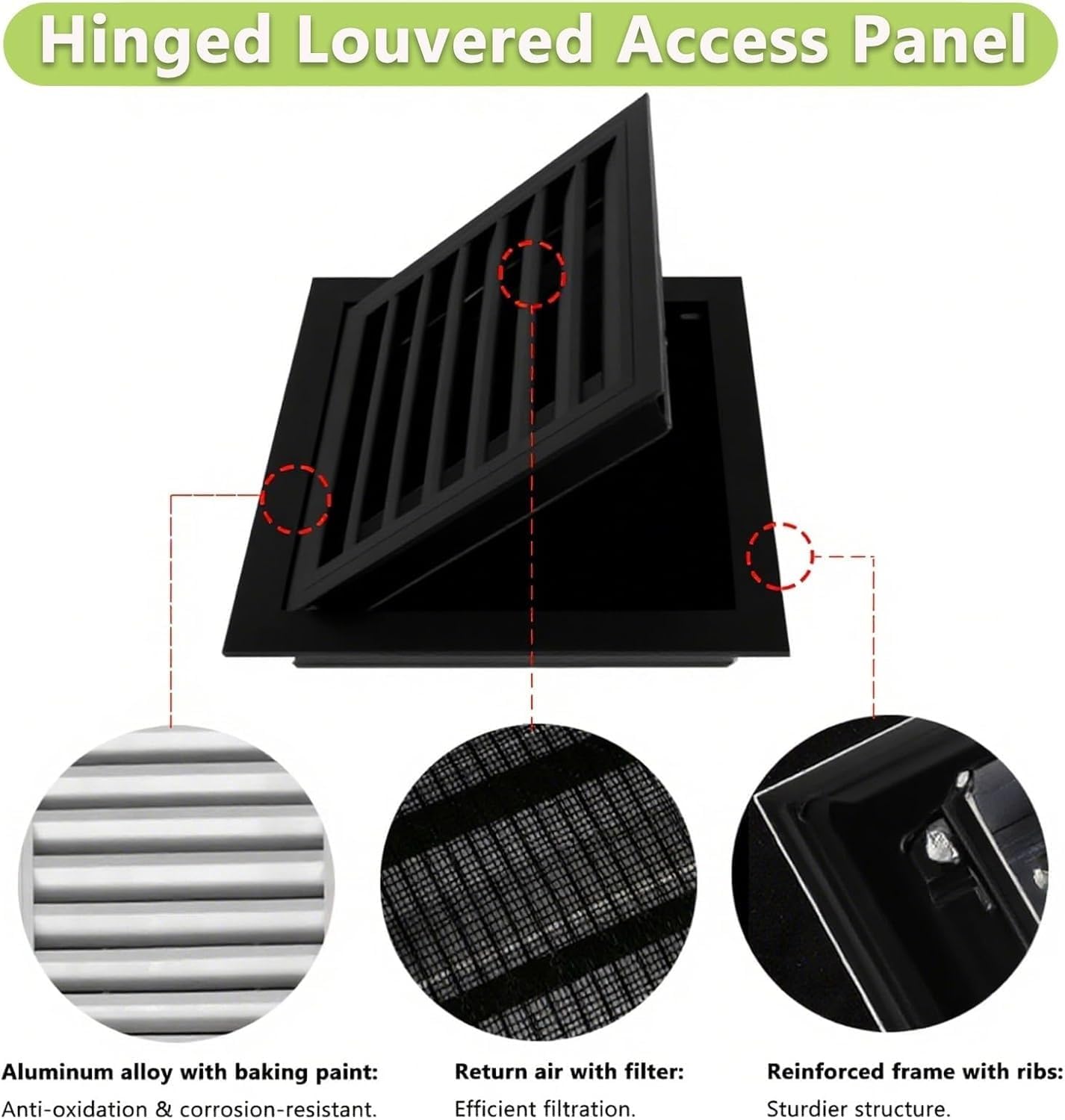Air Vent Grille Cover Removable Louvered Vent Access Panel with Mesh Cover, White Service Door Loft Hatch for Wiring Drywall(300x300mm(12x12in))