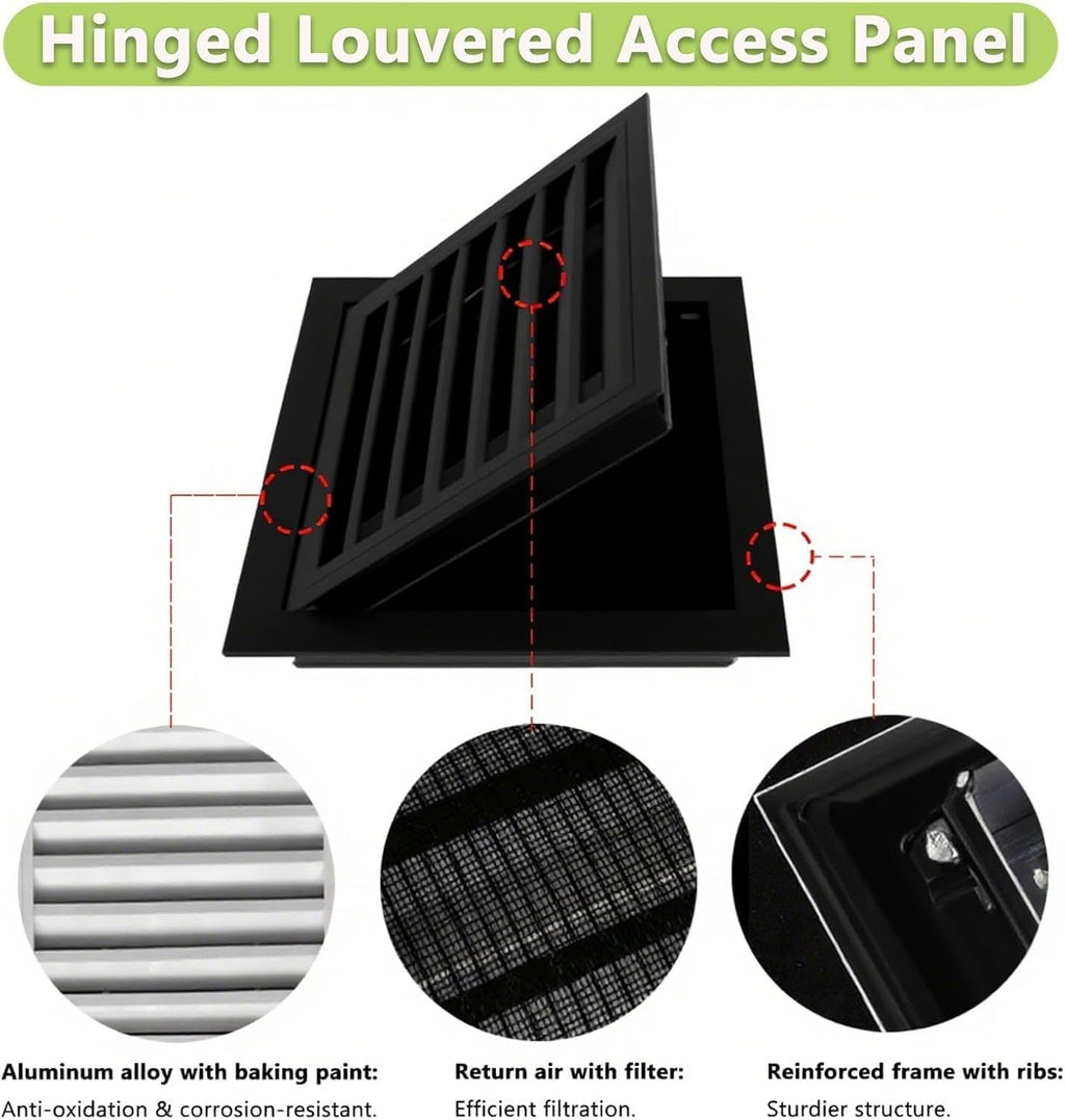 Air Vent Grille Cover Removable Louvered Vent Access Panel with Mesh Cover, White Service Door Loft Hatch for Wiring Drywall(400x400mm(16x16in))