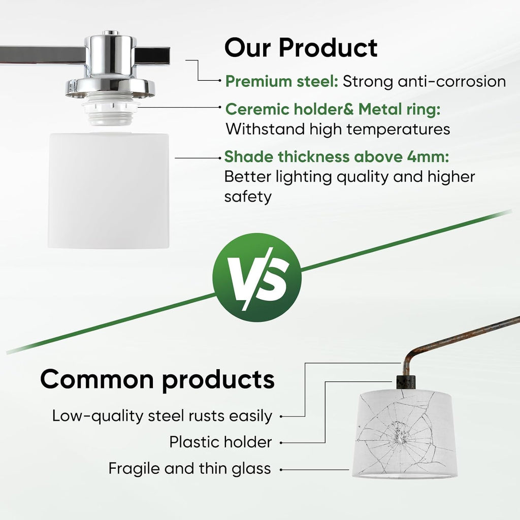 32 Inch Chrome Bathroom Light Fixtures Over Mirror 4 Light Bathroom Vanity Light Silver Modern Industrial Makeup Lighting Wall Sconce Shower Farmhouse Rustic Milk Glass Lamp Above Desk Sink