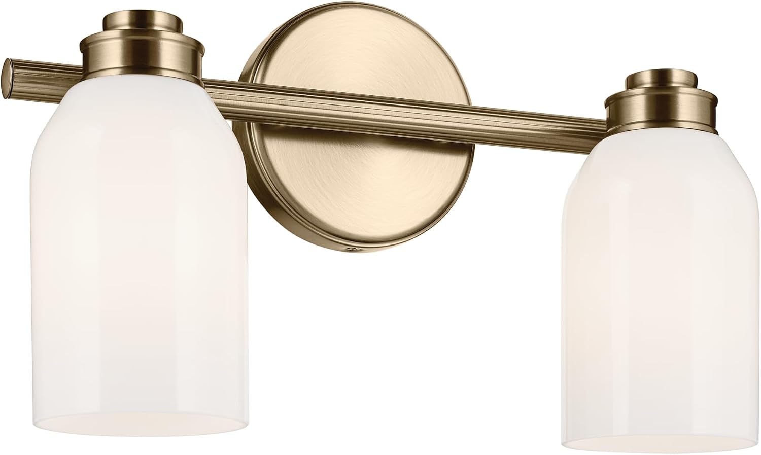 Kichler Shae 15' 2-Light Vanity Light Fixture with White Opal Glass in Champagne Bronze for Bathroom Vanity Over Mirror, Modern Coastal Style (15' W x 9' H), 55201CPZ