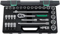 Stahlwille 96031239 Socket Set 1/2' No. 52/54/25/6, 31 Pieces (17 Sockets with Hexagon, 8 INHEX Sockets, 1 Ratchet, 3 Extensions, 1 T-Handle, and 1 Universal Joint), Made in Germany