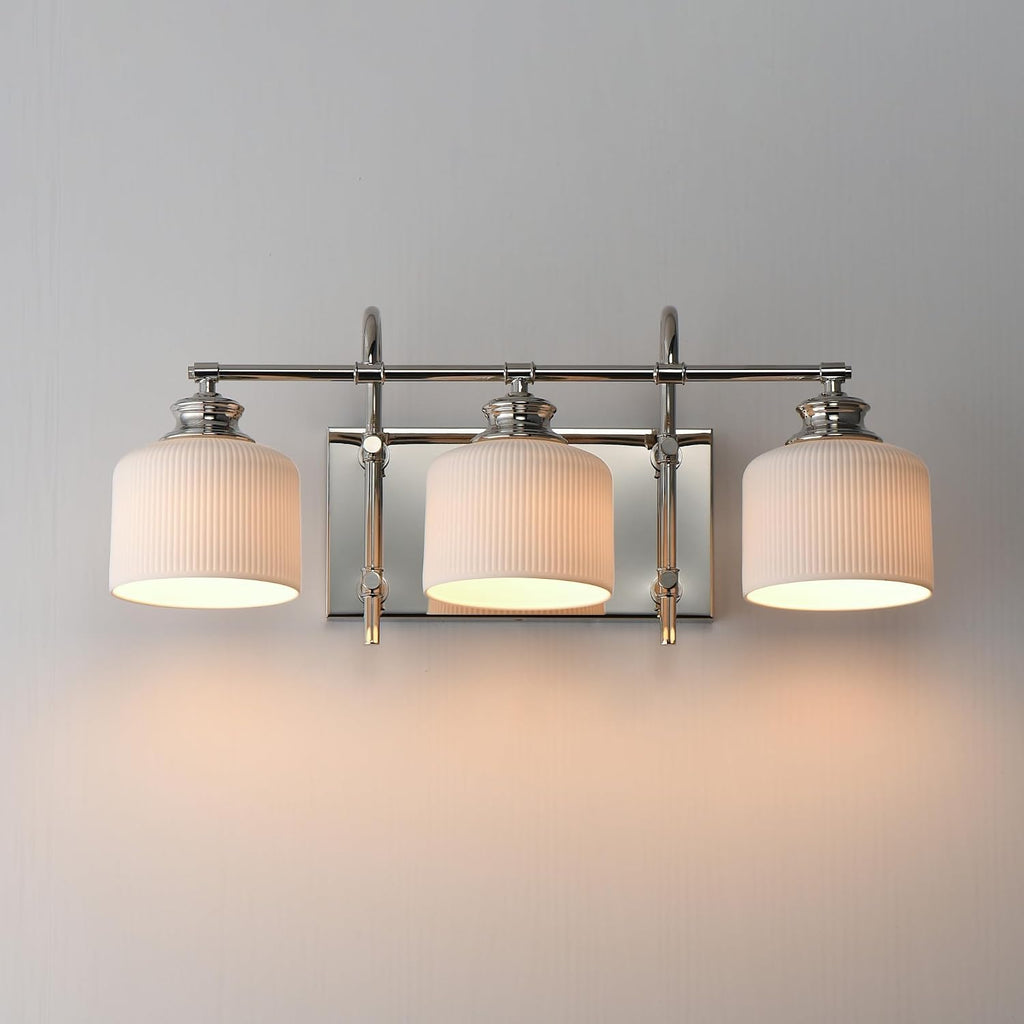 Maxim Lighting Bisque 3-Light Bath Vanity Light | Oil Rubbed Bronze Steel Finish | White Glass Shade | Modern Indoor Light Fixture | Ideal for Bathrooms & Powder Rooms | 21493WTOI
