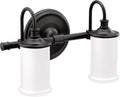 Moen YB6462BL Belfield 2-Light Dual-Mount Bath Bathroom Vanity Fixture with Frosted Glass, Matte Black