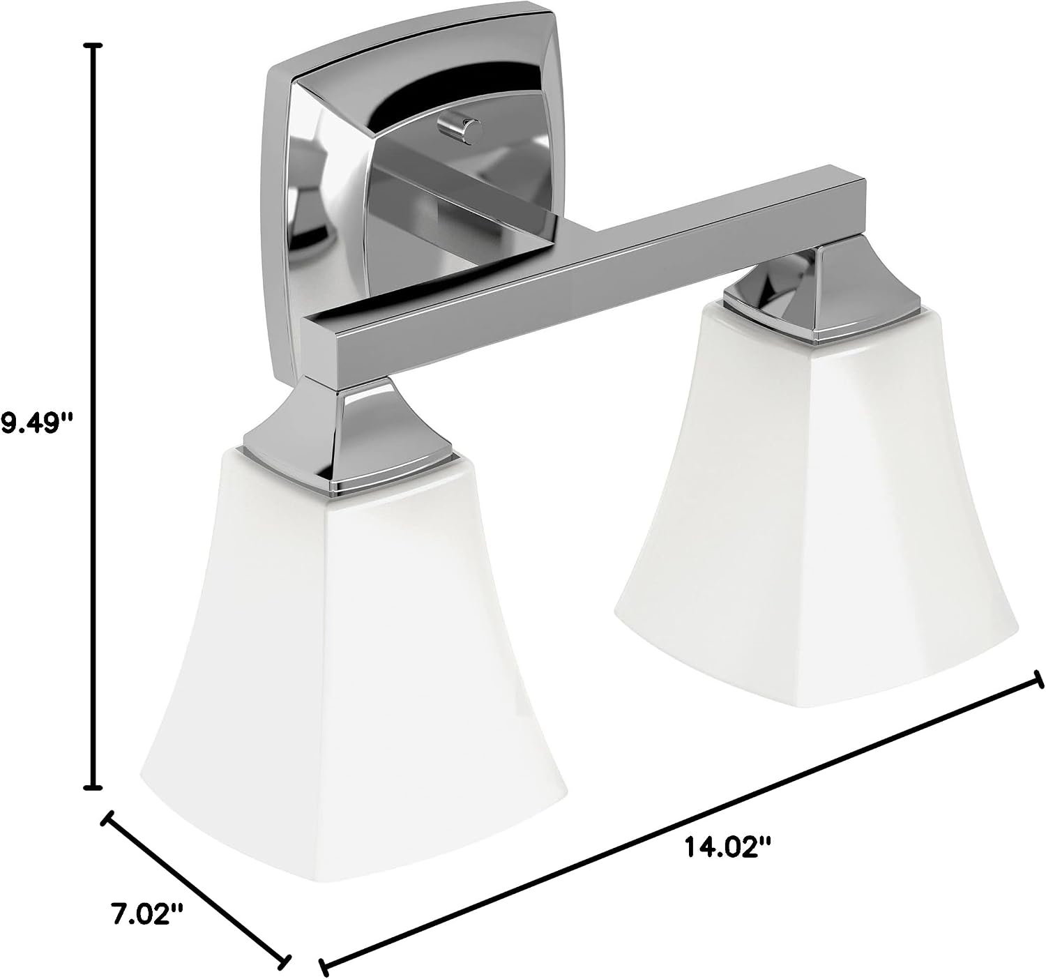 Moen Voss Chrome 2-Light Dual-Mount Bath Bathroom Vanity Fixture with Frosted Glass, YB5162CH