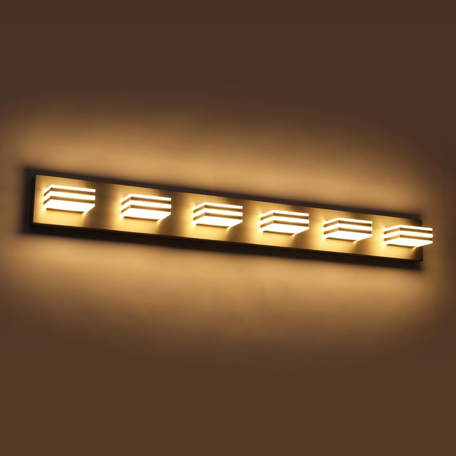 LED Wall Brushed Nickel Vanity Lights for Bathroom Light Fixtures 36W Adjust 3 Colors Modern Bath Lighing Over Mirror LED Vanity Light (6-Light,41inch)