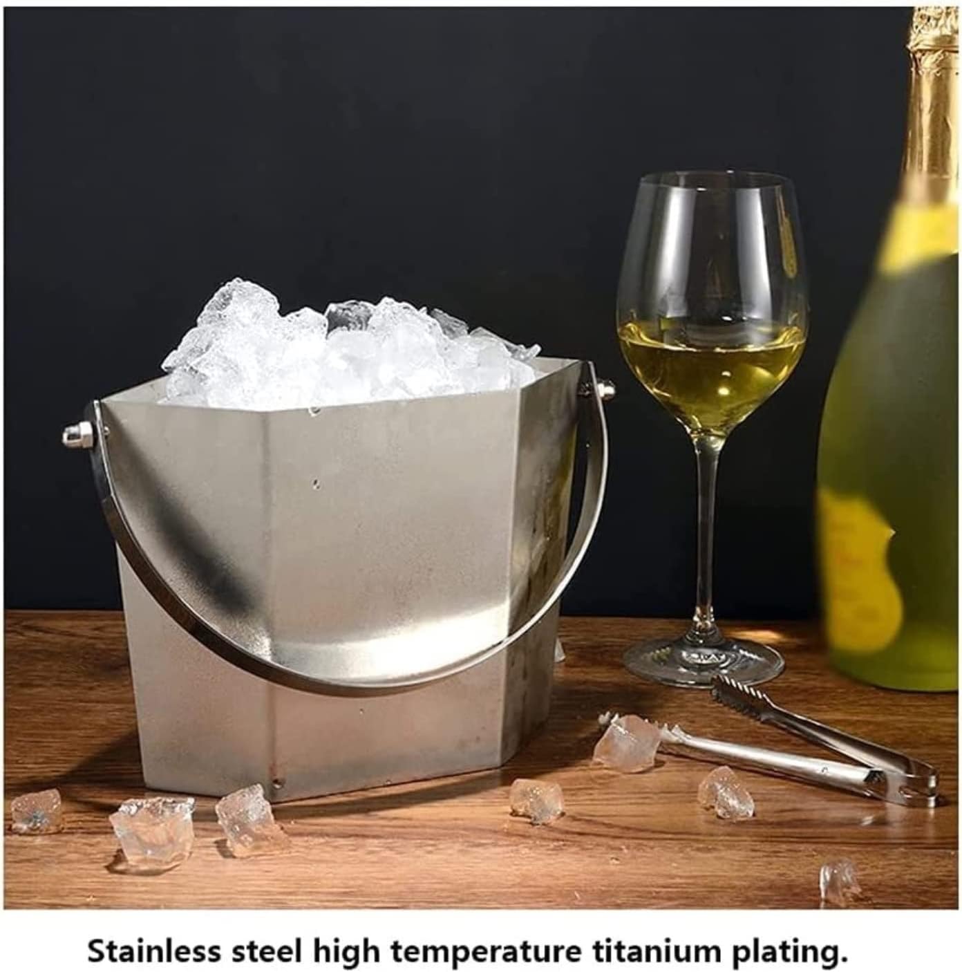 Ice Buckets for Parties Stainless Steel Portable Champagne Bucket Creative Red Wine Ice Bucket Cooler Barrel Champagne Bucket Bar Accessories(A)