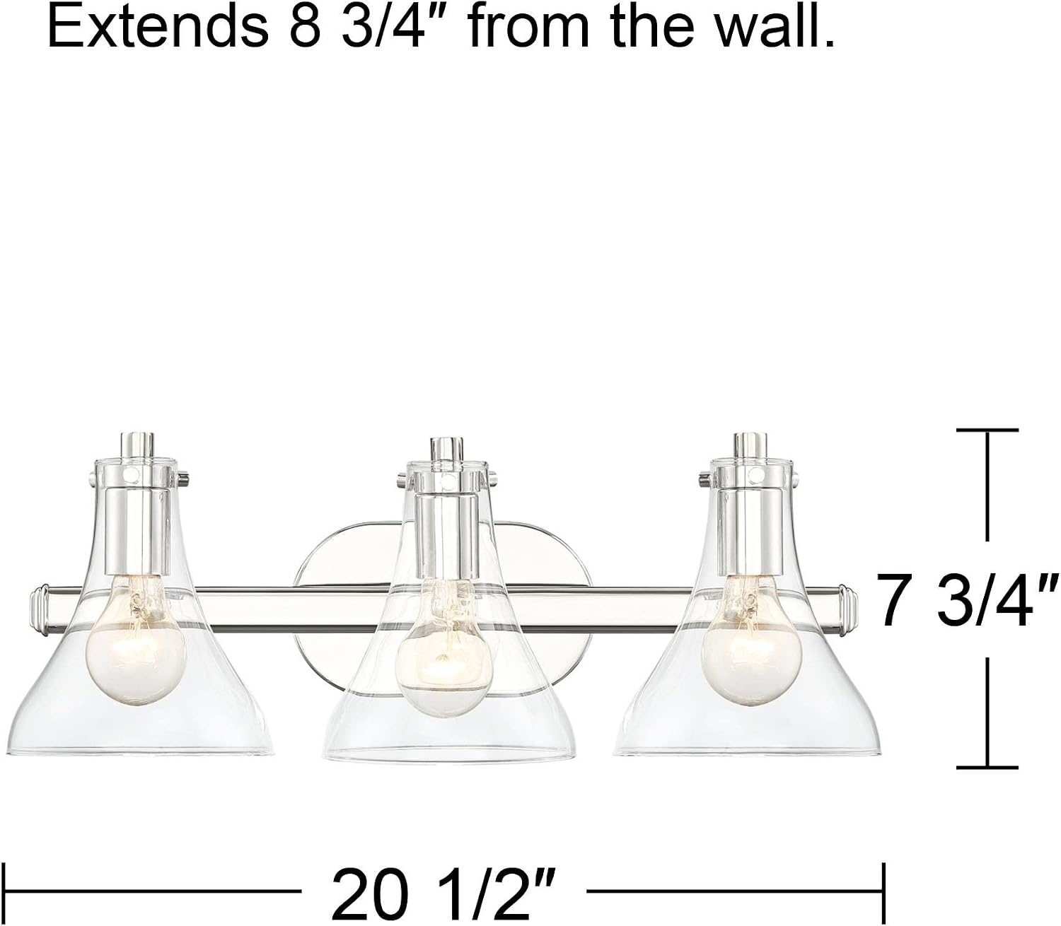 Possini Euro Design Sorren Industrial Modern Wall Light Polished Chrome Silver Hardwired 20 1/2' 3-Light Fixture Curving Clear Glass Shade for Bedroom Bedside Bathroom Vanity Living Room Hallway