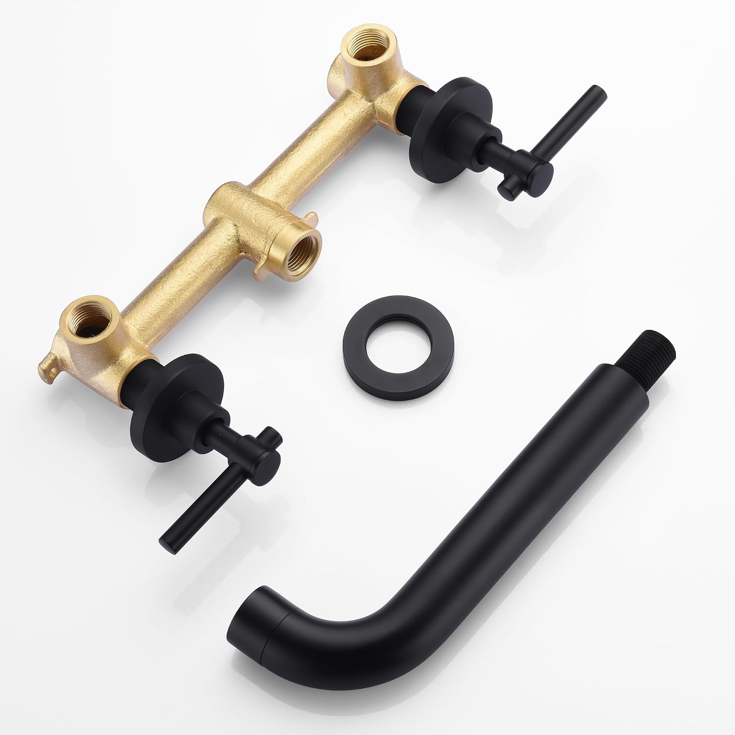 SUMERAIN Matte Black Bath Tub Faucet Set Wall Mount Bathtub Filler Two Handle