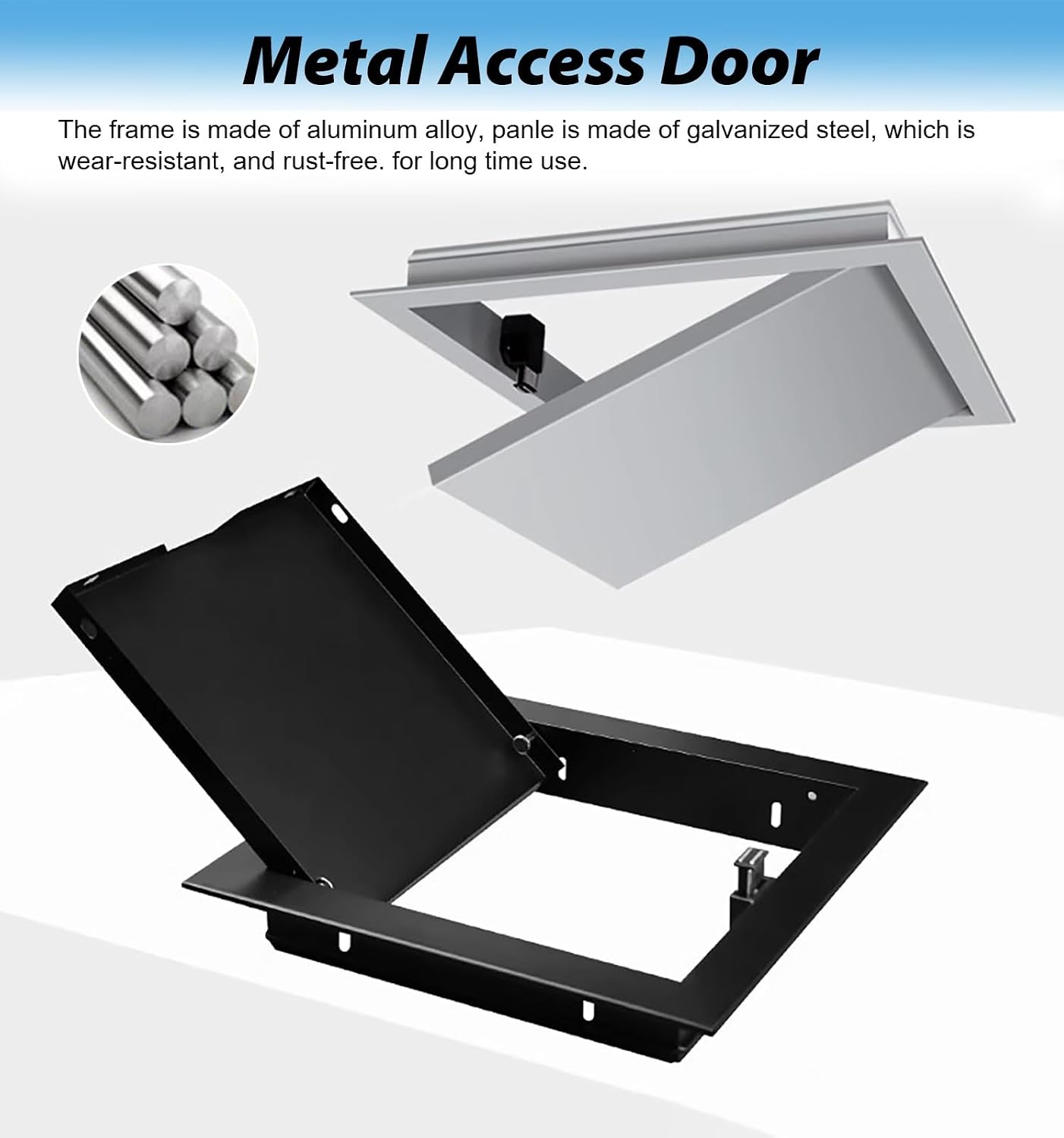Small Access Panel 8x8 10x10 12x12 14x14 16x16, Push Button Latch Access Door Hatch Black, Drywall Plumbing Inspection Cover for Cables Wiring(55x50cm(22x20in))