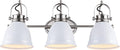 JONATHAN Y 25.5' White/Nickel 3-Light LED Vanity Light, Adjustable Wall Sconce for Bathroom Mirror, Farmhouse Bohemian Kitchen Light, Iron Black Bell Shade (JYL1116B)