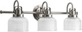 Progress Lighting P2992-81 Archie Collection Clear Double Prismatic Glass Coastal Bath Vanity, 3-Light, Antique Nickel