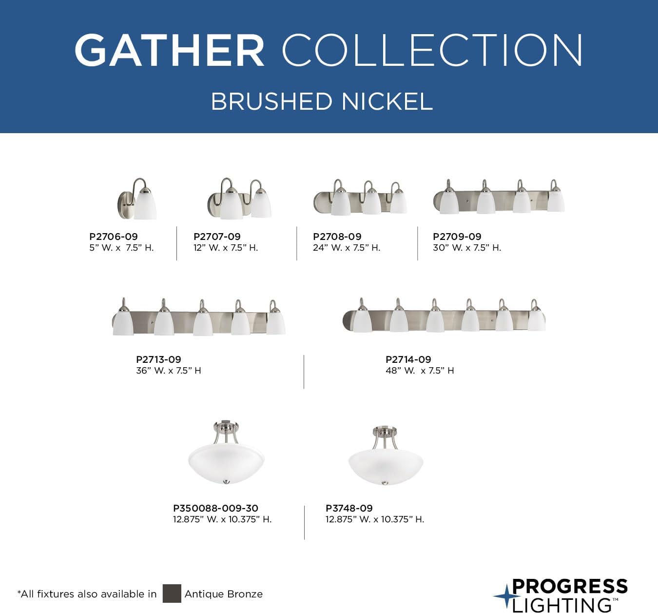 Gather Collection 6-Light Etched Glass Traditional Bath Vanity Light Brushed Nickel
