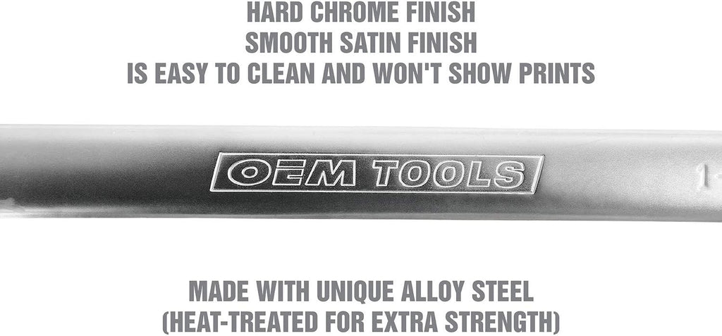 OEMTOOLS 23993 14PC Combo Wrench Set, SAE Wrench Set 1/4'-1-1/8', Posi Grip Wrenches, Heat Treated Steel Open End, Foam EVA Tray Wrench Holder