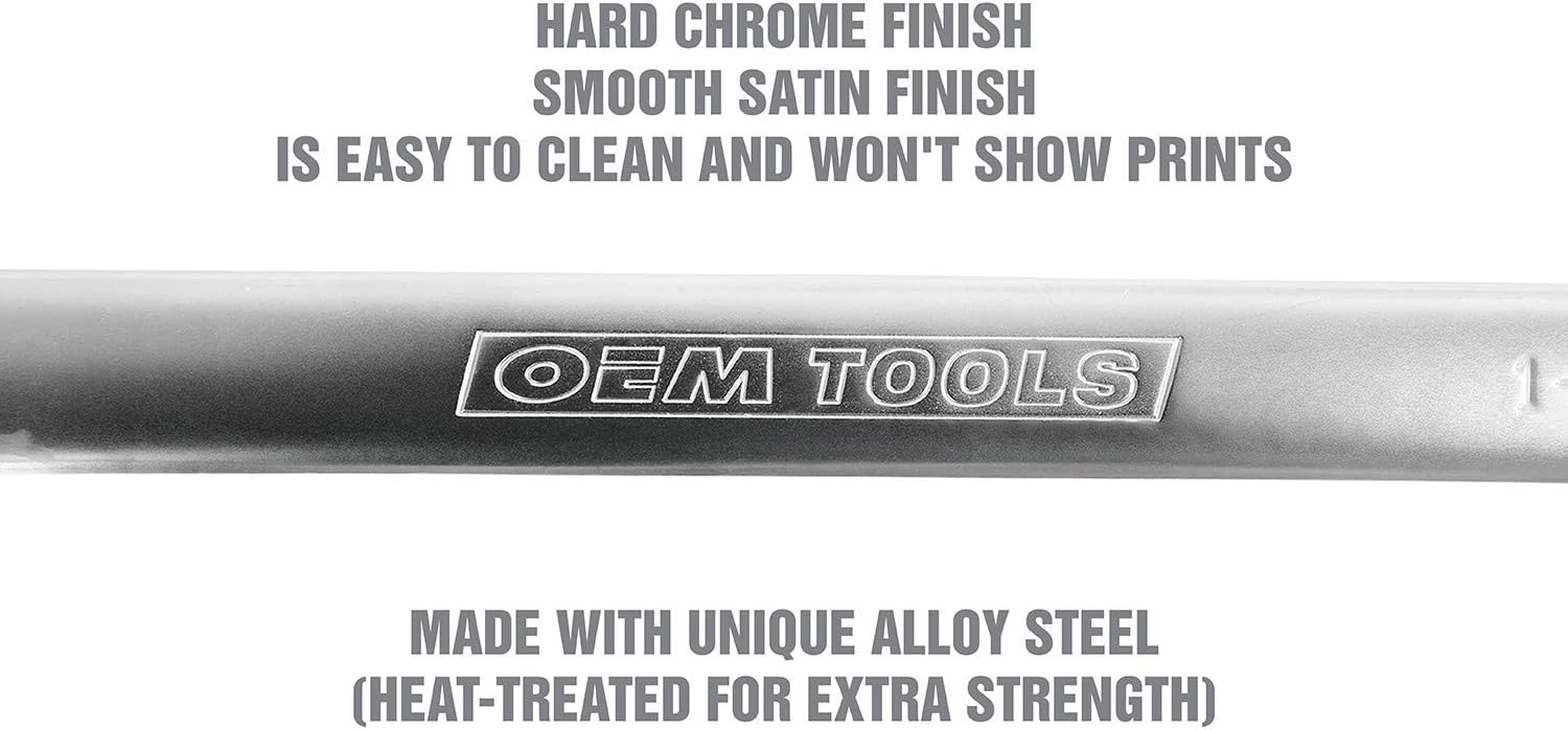 OEMTOOLS 23993 14PC Combo Wrench Set, SAE Wrench Set 1/4'-1-1/8', Posi Grip Wrenches, Heat Treated Steel Open End, Foam EVA Tray Wrench Holder