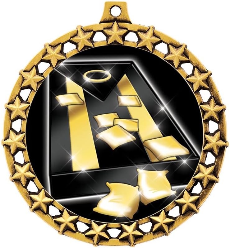 2.5' Galaxy Star Cornhole Shadow Medal Award, Gold Trophy Medal