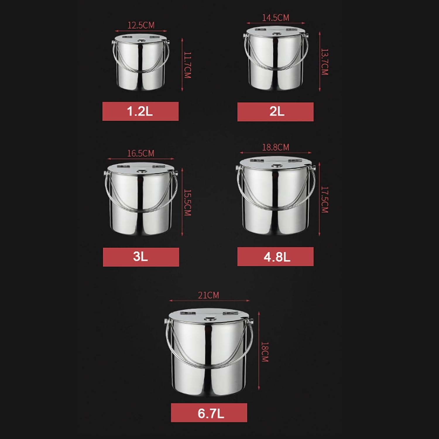Ice Bucket Thickened Stainless Steel Type Ice Bucket with Flip Lid and Carry Handle Business and Family Party Metal Ice Bucket Beverage Tub Ice Bucket Champagne Buckets Ice Buckets