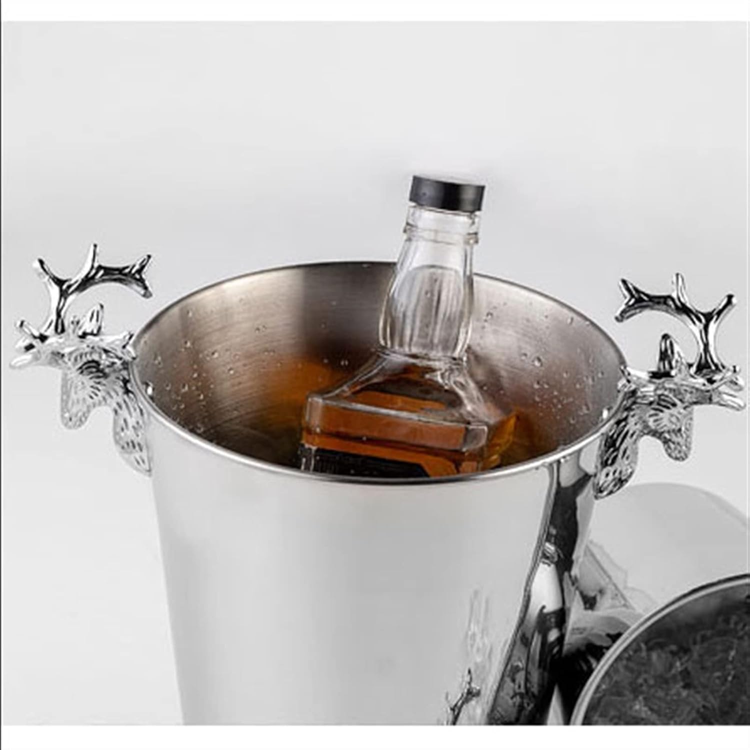Ice Bucket Champagne Bucket Champagne Bucket Ice Buckets, Deer Head Stainless Steel Ice Pails Great for Home Bar, Chilling Beer Champagne and Wine Ice Bucket Beverage Tub (Color : 1)