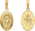 10K Yellow or White Gold Miraculous Medal Pendant (L- 0.95 Inch, W- 0.44 Inch)