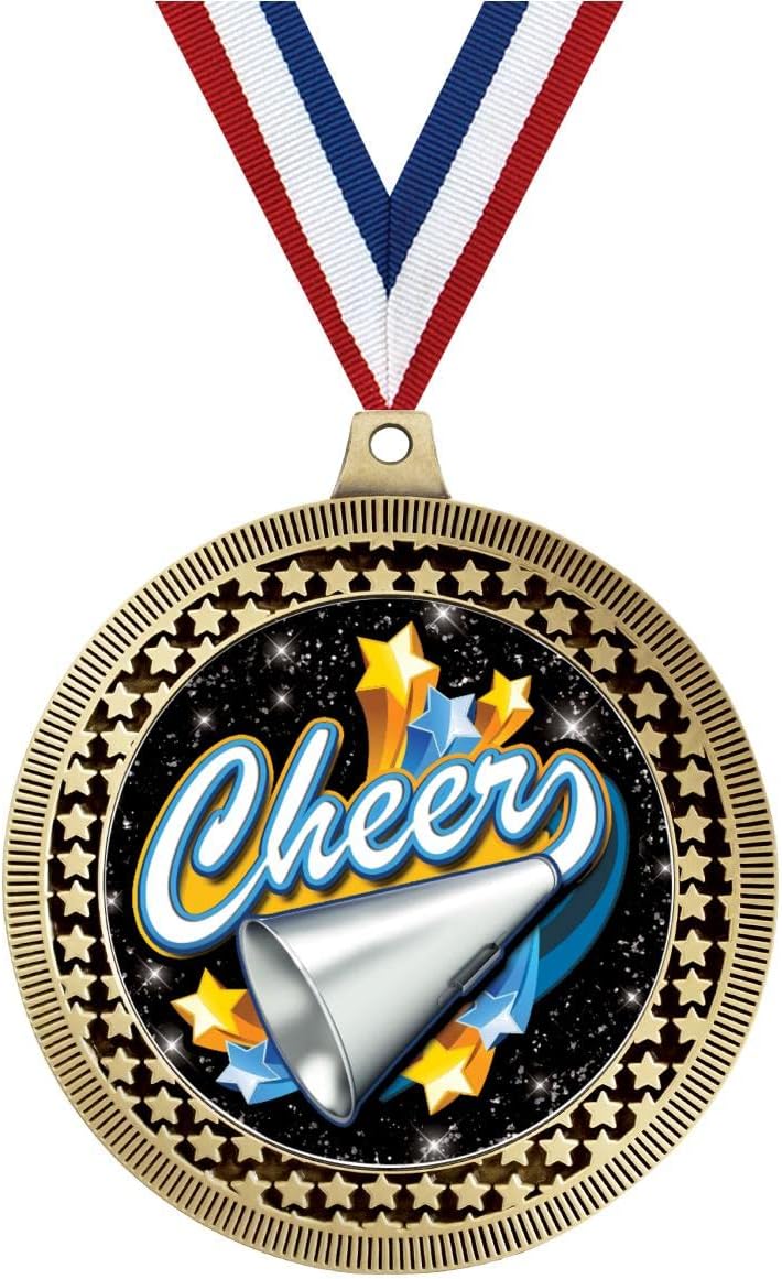 2.75' Cheer Medal Award, Gold Vega Cheer Team Trophy Award Includes Free Neck Ribbon Prime
