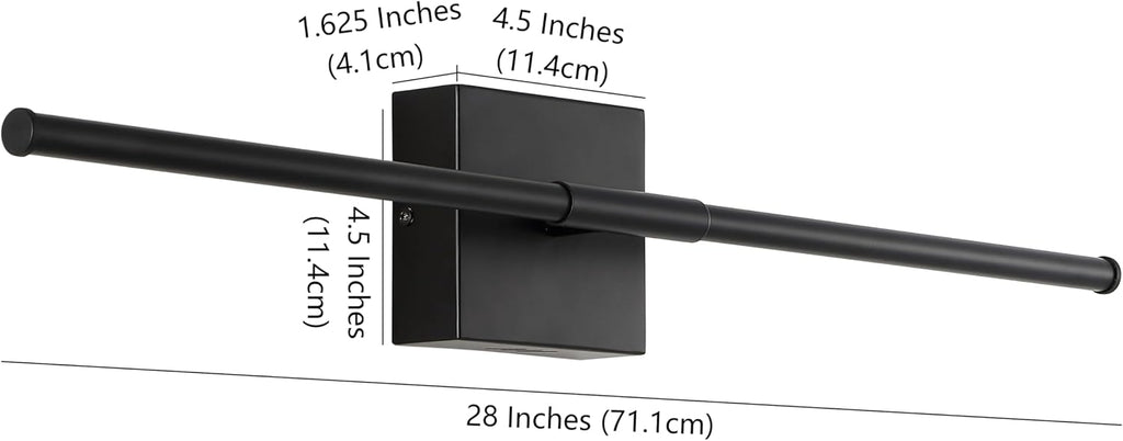 JONATHAN Y 28' Black Modern Dimmable Integrated LED Wall Sconce, Metal Vanity Light for Bathroom Mirror Bedroom Hallway, Sleek Hardwired Wall Lamp Fixture, 3000K (JYL7022C-SET2)