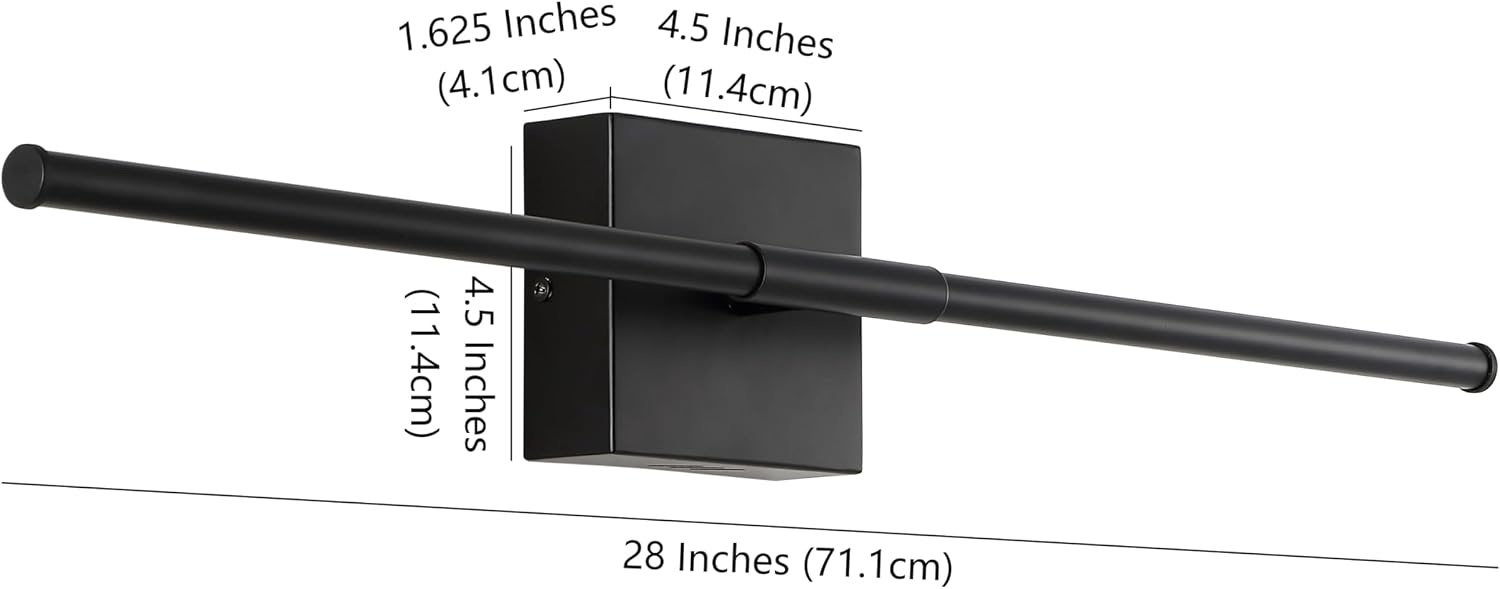JONATHAN Y 28' Black Modern Dimmable Integrated LED Wall Sconce, Metal Vanity Light for Bathroom Mirror Bedroom Hallway, Sleek Hardwired Wall Lamp Fixture, 3000K (JYL7022C-SET2)