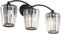 Aipsun Crystal Vanity Light Fixtures Modern Crystal Bathroom Light Fixtures Black Vanity Lights for Bathroom E26 Base (Exclude Bulb)