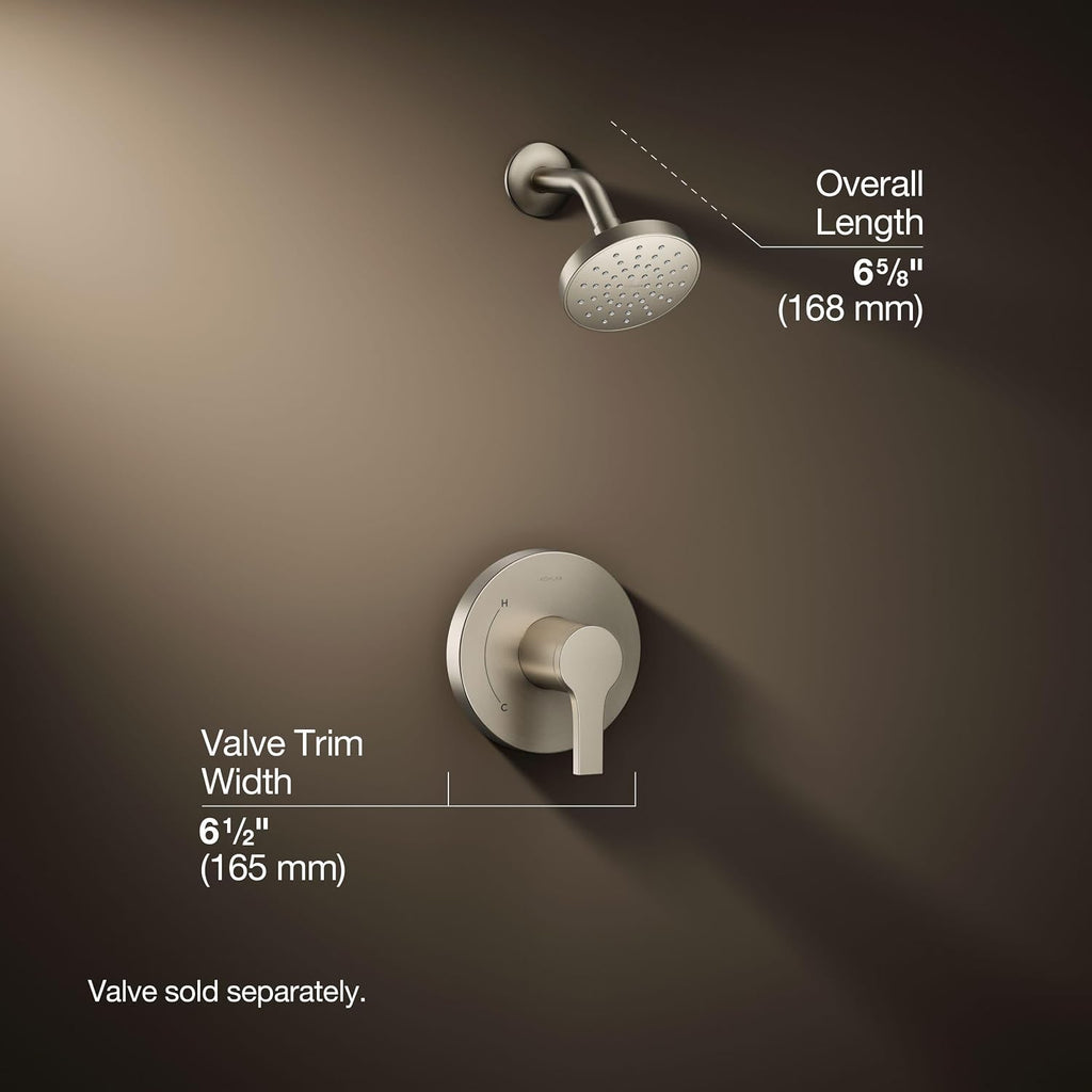 KOHLER TS35321-4G-BN, Elate Rite-Temp Shower Trim with Single Function 1.75 GPM Showerhead, Vibrant Brushed Nickel, Stylish Shower Upgrade, High Performance