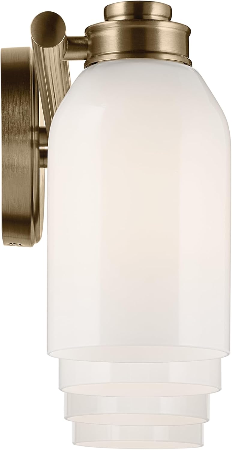 Kichler Shae 32.25' 4-Light Bathroom Vanity Light Fixture with White Opal Glass Shade in Champagne Bronze for Mirror Lighting Over Vanity and Powder Room (32.25' W x 9' H), 55203CPZ