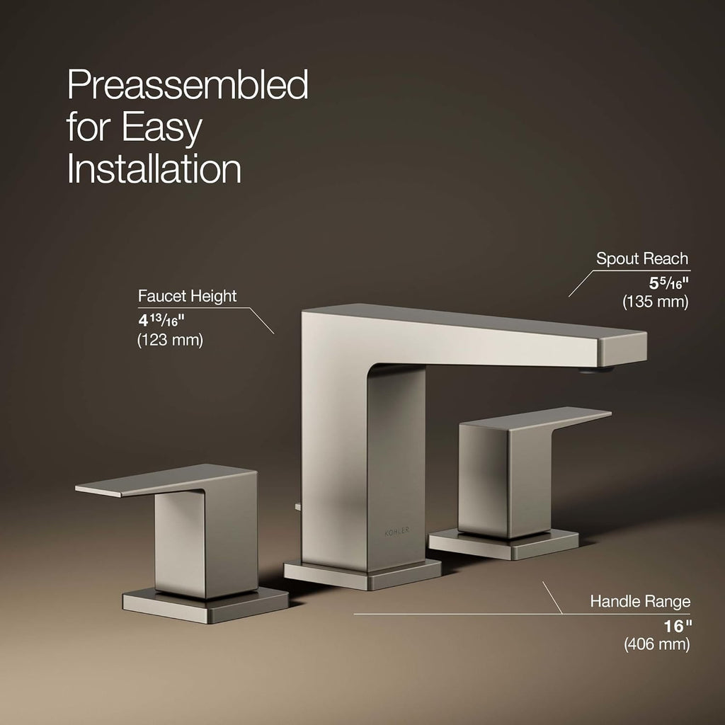 Kohler K-36786-4-BN Honesty® Widespread Bathroom Sink Faucet, Bathroom Faucets, 1.2 GPM, Vibrant Brushed Nickel