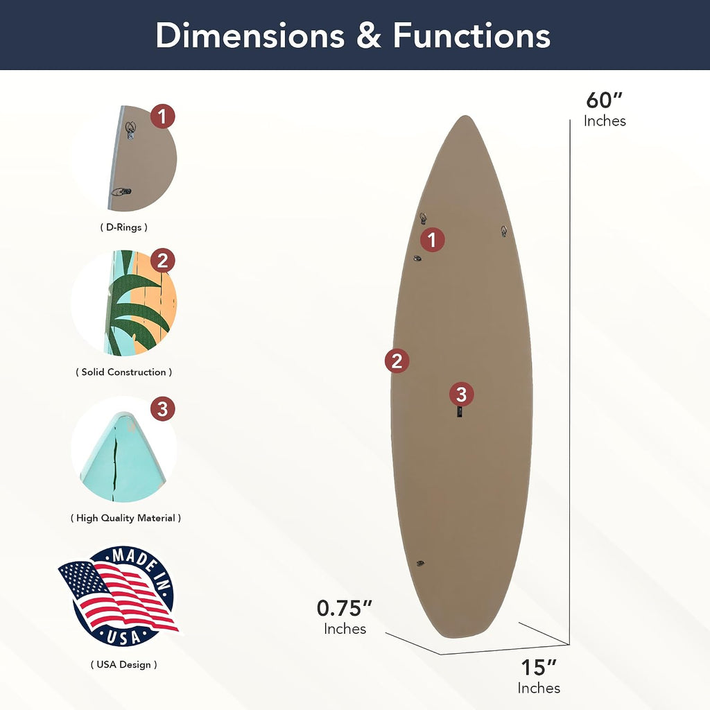 American Art Decor Aloha Hawaii Surfboard Plaque Wall Sign - 60'x15'