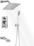 SUMERAIN Brushed Nickel Pressure Balanced Shower System with Waterfall Tub Spout, Tub Shower Faucet