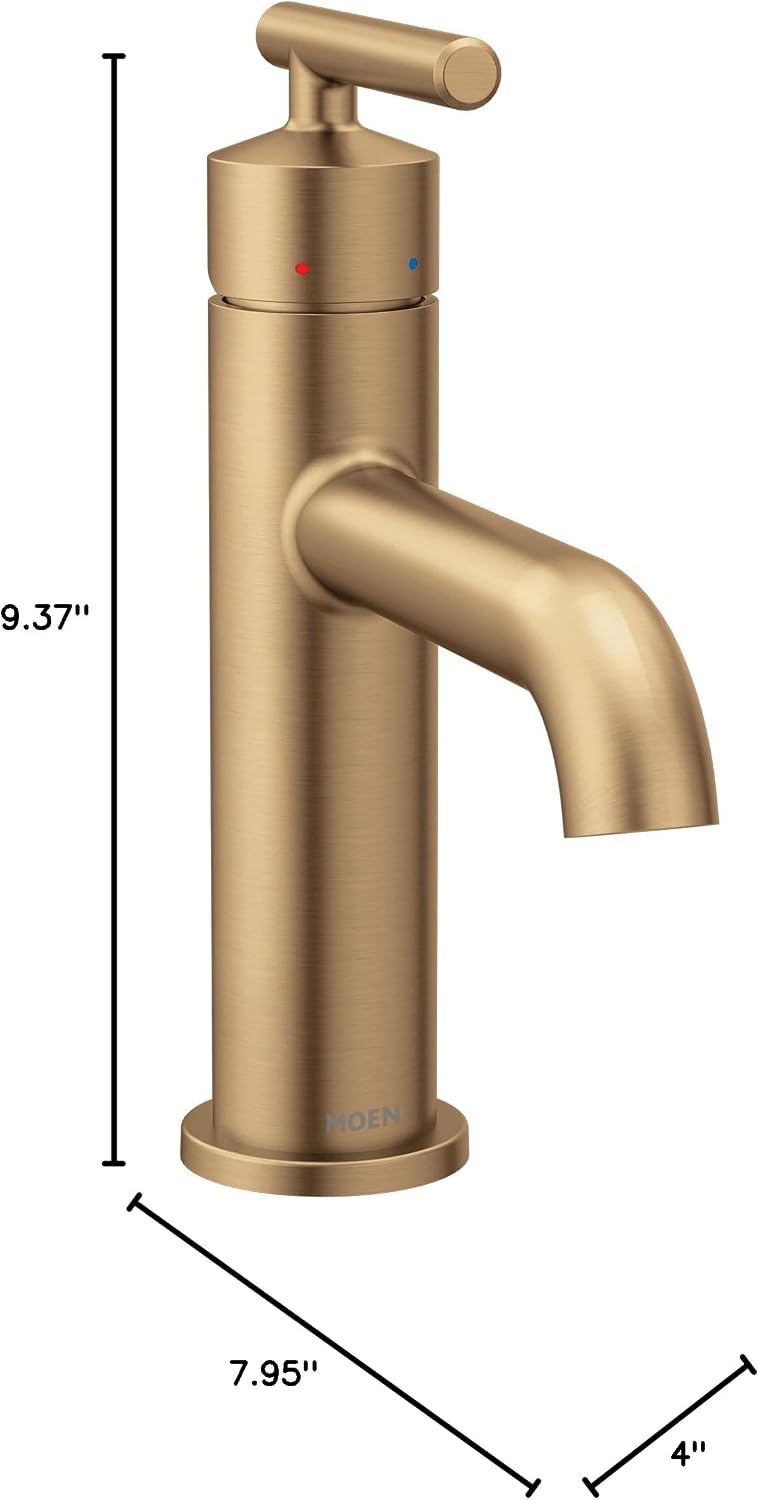 Moen Gibson Bronzed Gold One-Handle Single Hole Modern Bathroom Sink Faucet with Optional Deckplate, 6145BZG