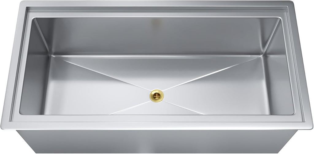 AmGood 18 in. x 36 in. Stainless Steel Drop-In Ice Bin with Sliding Lid