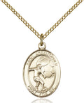 Bonyak Jewelry St. Christopher - Soccer Hand-Crafted Oval Medal Pendant in 14kt Yellow Gold-Filled