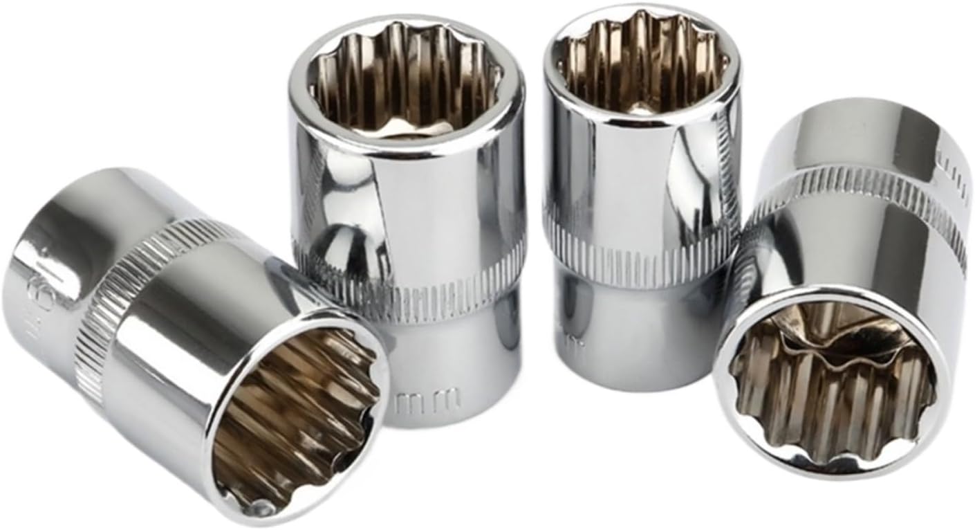 1Pcs 1/2' Square Drive 12-point Socket Bit Ratchet wrench Hand Tool Kit 12 Angles Plum Blossom Sleeve 8-32mm(8-32mm 19pcs)