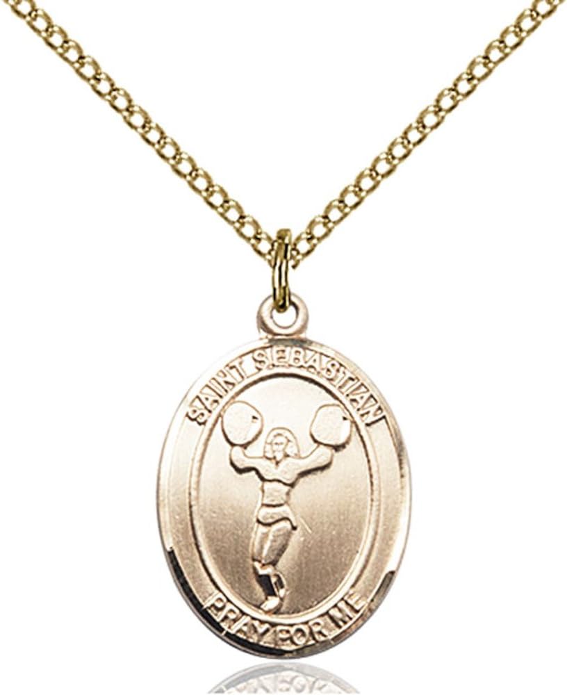 Bonyak Jewelry St. Sebastian - Cheerleading Hand-Crafted Oval Medal Pendant in 14kt Yellow Gold-Filled