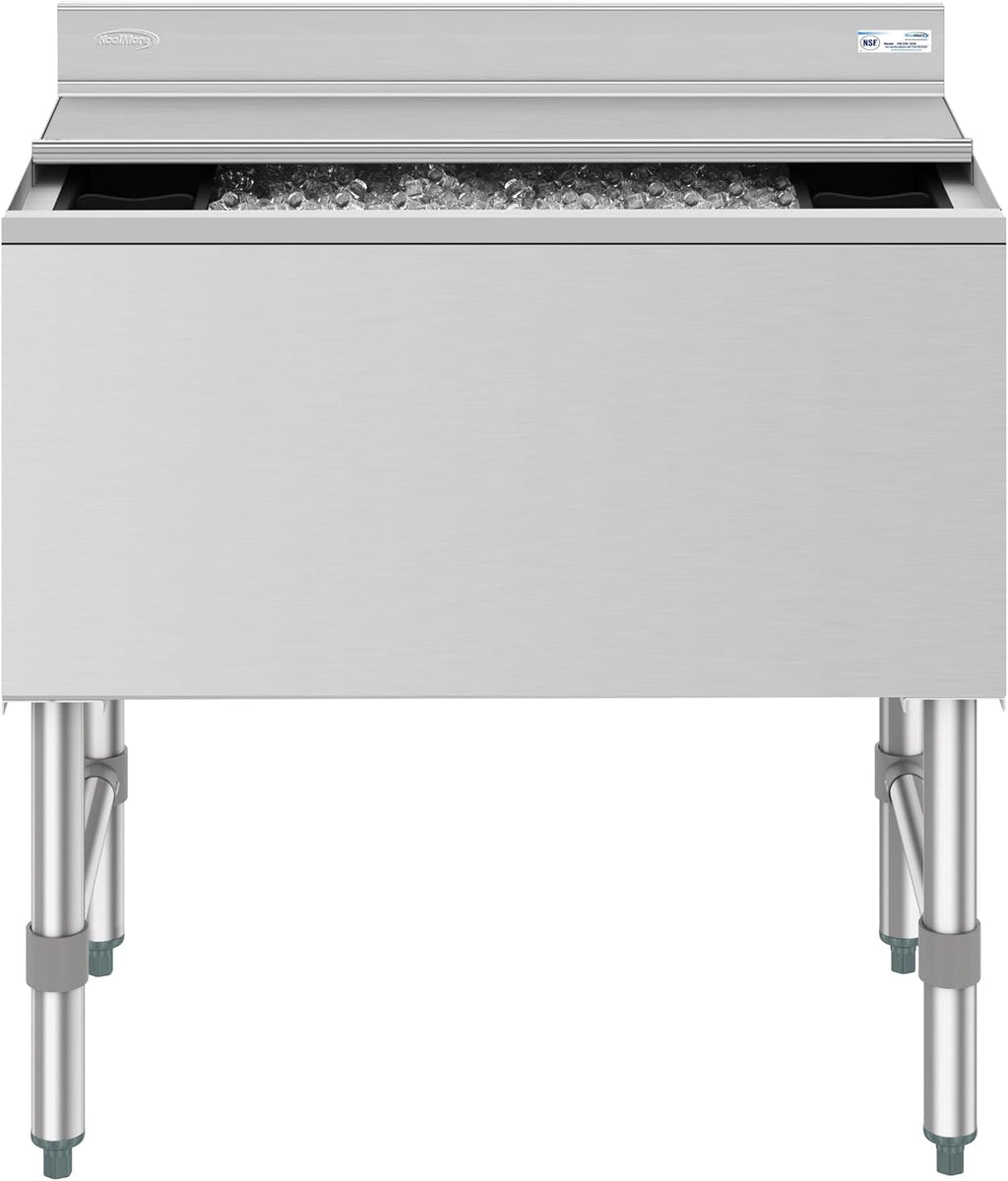 KoolMore 30 Inch Commercial Stainless Steel Underbar Ice Bin with Siding Lid, NSF Certified (KM-UIB-1830)