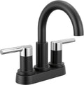 Delta Nicoli Centerset Matte Black/Chrome Bathroom Faucet, 4 Inch 3 Hole Bathroom Sink Faucet for Vanity, Push-Pop Drain Assembly, Matte Black/Chrome 25749LF-CS