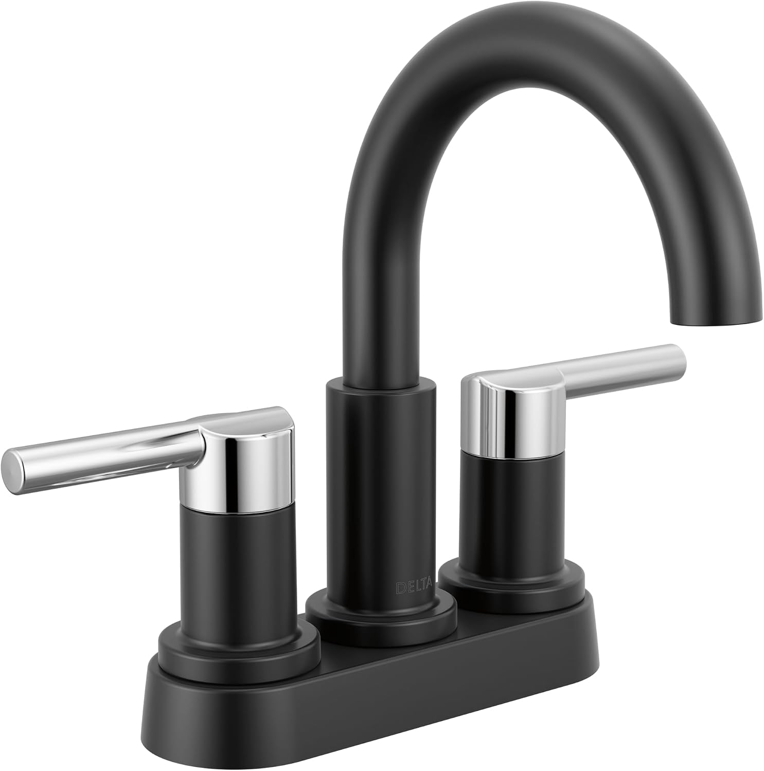 Delta Nicoli Centerset Matte Black/Chrome Bathroom Faucet, 4 Inch 3 Hole Bathroom Sink Faucet for Vanity, Push-Pop Drain Assembly, Matte Black/Chrome 25749LF-CS